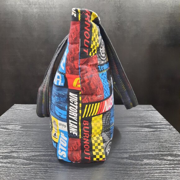 NASCAR Quilted Patchwork Tote Bag Racing Victory Lane Handmade Shoulder Bag - Picture 2 of 7